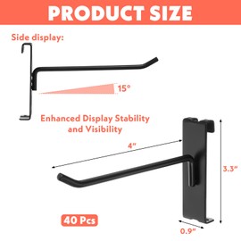 wutfuooo 40 Pack 4 Inch Gridwall Hooks, Grid Panel Hanging Hooks for Retail, Home, and Workspace Organization, Displays, and Storage Solutions(Black)