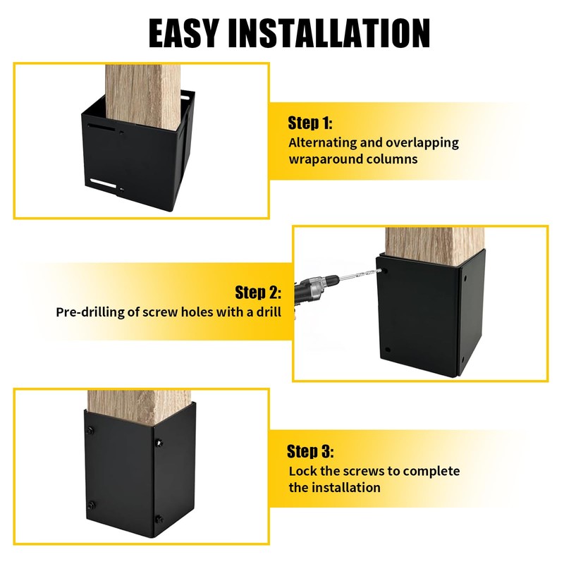 Post Base Protectors,Adjustable(Range 3.3-6 in) Protects Wood Post for Decks,Wood
