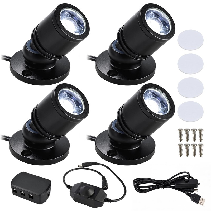 YaeCCC USB Powered Mini Spotlights for Display,Dimmable Mini LED Spotlight