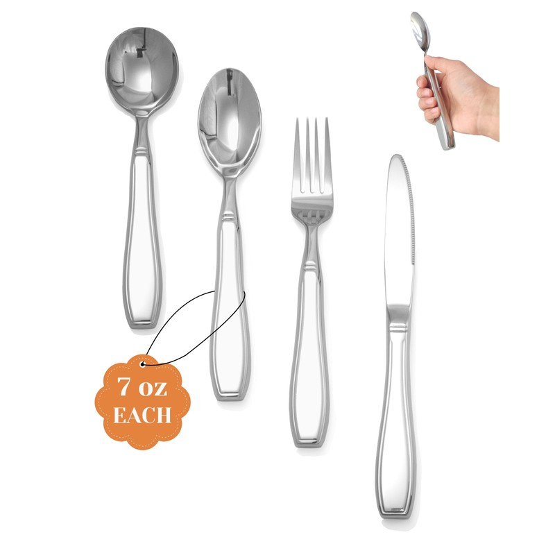 BaseSmall 4-Piece Weighted Utensils for Tremors and Parkinson's (7 oz