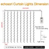 echosari 300 LED Curtain Lights Battery Operated, 9.8ft×9.8ft Hanging Light