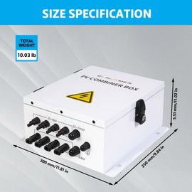 Elnuimex PV Combiner Box 4 String, IP65 Waterproof Solar Combiner Box with Lightning Arreste, Metal Box, 20A Rated Current Fuse and Circuit Breakers for On/Off Grid Solar Panel System (4 String)