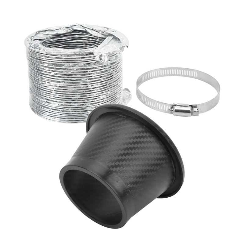 Turbo Air Intake Pipe Funnel Kit Universal Rubber Carbon Fiber