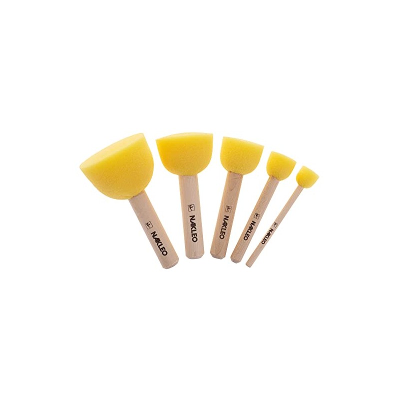 NAKLEO Foam Stencil Stippling Brush Set, 5 Pcs Round Sponges