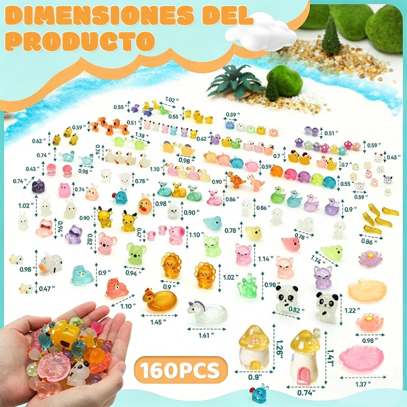 160 Mini Animales Figuras De Resina Brillan En La Oscuridad
