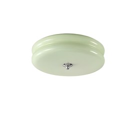 Bofea- French Retro Semi Flush Ceiling Light, Mint Green Glass LED Round Ceiling Lamp, Nordic Minimalism Flush Green Glass Light for Bedroom Corridor&Dining Room