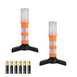 2Pcs Road Flares, 360° Warning Lights Emergency Strobe Lights, 9 Light Modes Roadside Flares with Magnetic Base/Detachable Stand/Storage Case, Led Road Flares Emergency Lights for Vehicle