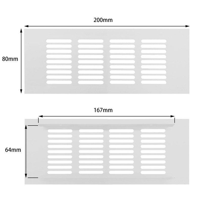 2 PCS 80 * 200mm Silver Aluminum Alloy Mesh Air