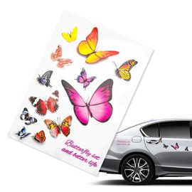 SHMZK Butterfly Vinyl Car Stickers, Cute 3D Creative Butterfly Cars Decals Scratch Covers, Removable Butterflies Bumper Stickers for Women Girls (Style 5)