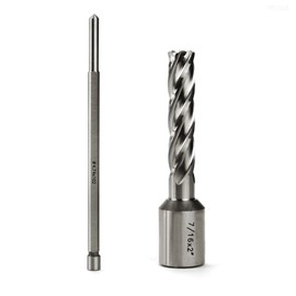 OSCARBIDE 7/16"X2"HSS Annular Cutter 7/16 inch Cutting Diameter 2 Depth of Cut,3/4 inch Weldon Shank 2 Flat Mag Drill Bit with Pilot Pin for Magnetic Drill Press,1 Piece