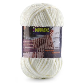 Manta de bebé para ganchillo – Hilo de felpilla suave de terciopelo para tejer Amigurumi haciendo bufandas, muñecas, 100 g/3.5 oz 131 yardas de grosor (1, crema)