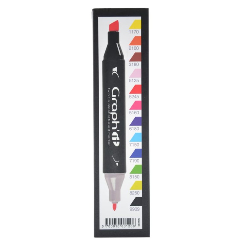 Graph'it Pack of 12 Double Ended Alcohol Based Markers Classic