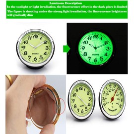 Riloer Clip/Stick-On Car Thermometer Automotive Digital Luminous Quartz Clock Monitor, 4 * 4 * 4Cm (1.57 * 1.57 * 1.57 In)