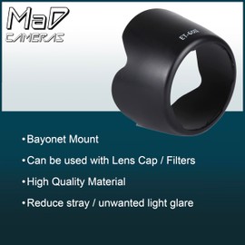 MaD ET-60 II Lens Hood Shade for Canon EF 75-300mm f/4-5.6 III EF 75-300mm f/4-5.6 III USM EF-S 55-250mm f/4-5.6 is II EF-S 55-250mm f/4-5.6 (Not for is STM) Bayonet Tulip