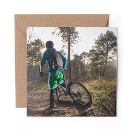 1 x Greeting Card Mountain Bike BMX Trail Racing - Blank Birthday Celebration Anniversary #8657