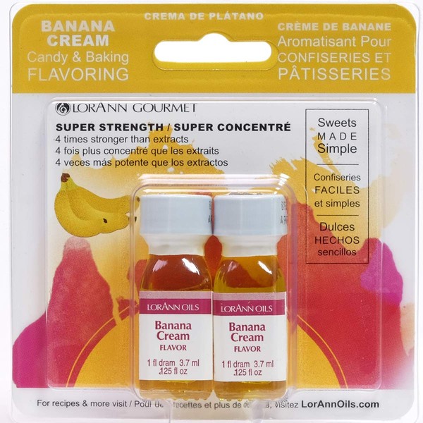 LorAnn Banana Cream SS Flavor, 1 dram bottle (.0125 fl oz - 3.7ml - 1 teaspoon) - Twin pack blistered