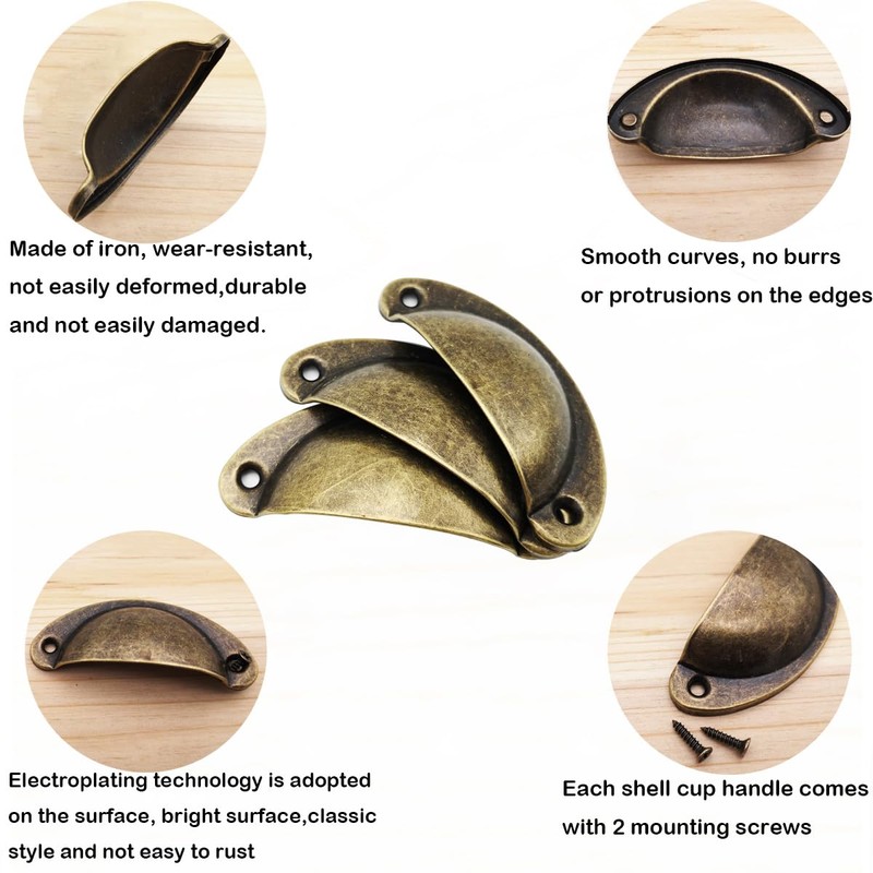 Shell Pulls, CTRICALVER 12 Pieces Drawer Pulls, Kitchen Pulls, Retro