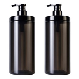 Set of 2 Shampoo Bottles, 33.8 fl oz (1,000 ml), Shampoo Bottle, Stylish Refill, Shampoo Refill (Transparent Black)