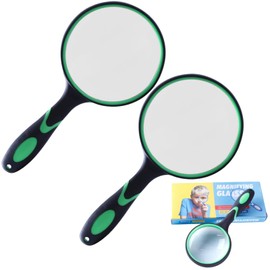 Magnifying Glass, 2 Pack Large Magnifying Glass, 10x Magnifying Glass Handheld Magnifier for Science Books, Newspapers, Reading, Insects, Hobby Watching, Premium Quality, Non-Slip