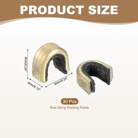 sourcing map Bow String Nocking Points 6x3x6 mm Bow String Measurement Tool Brass for Recurve Compound Bowstring Archery Accessories (Black, Pack of 30)