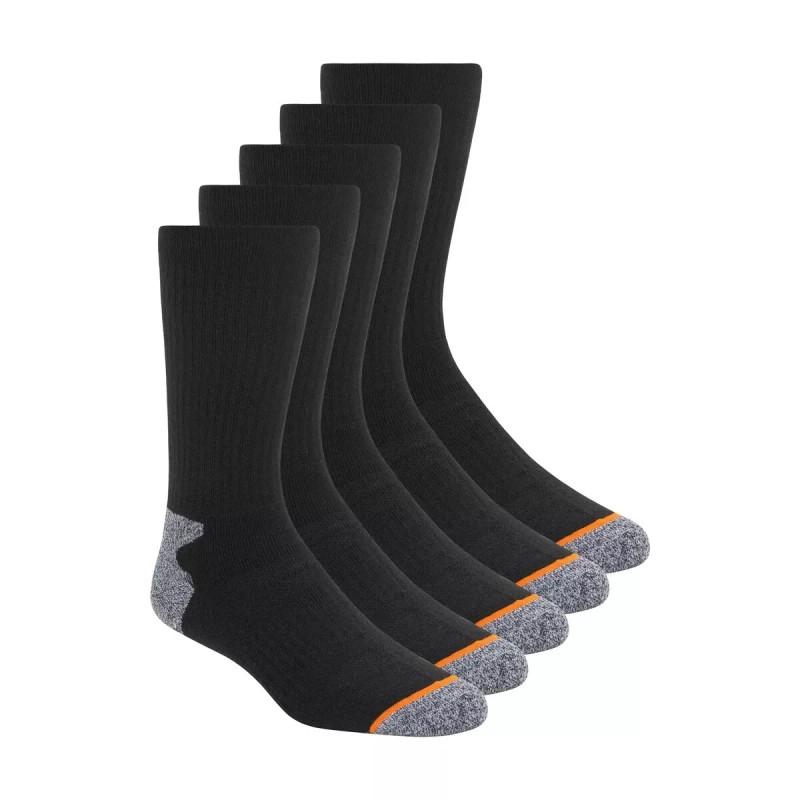 Weatherproof Vintage Men's Outdoor Crew Sock, BLACK 5 pack