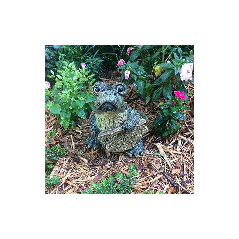 Toad Hollow Large Standing Gator with Welcome to Our Swamp