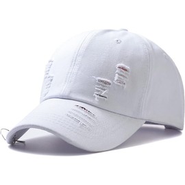 Unisex Ripped Distressed Denim Ring Baseball Cap Hip Hop Vintage Dad Hat Adjustable