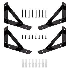 Set of 4 Shelf Brackets, Wall Mount, Heavy-Duty 90-Degree Metal Angles, Floating Triangular Design, for Bookshelves, 15x10x3.5 cm