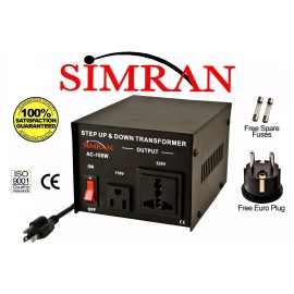 Simran 100 Watt 110v to 220v Transformer Voltage Converter 220 to 110 volt AC100W New