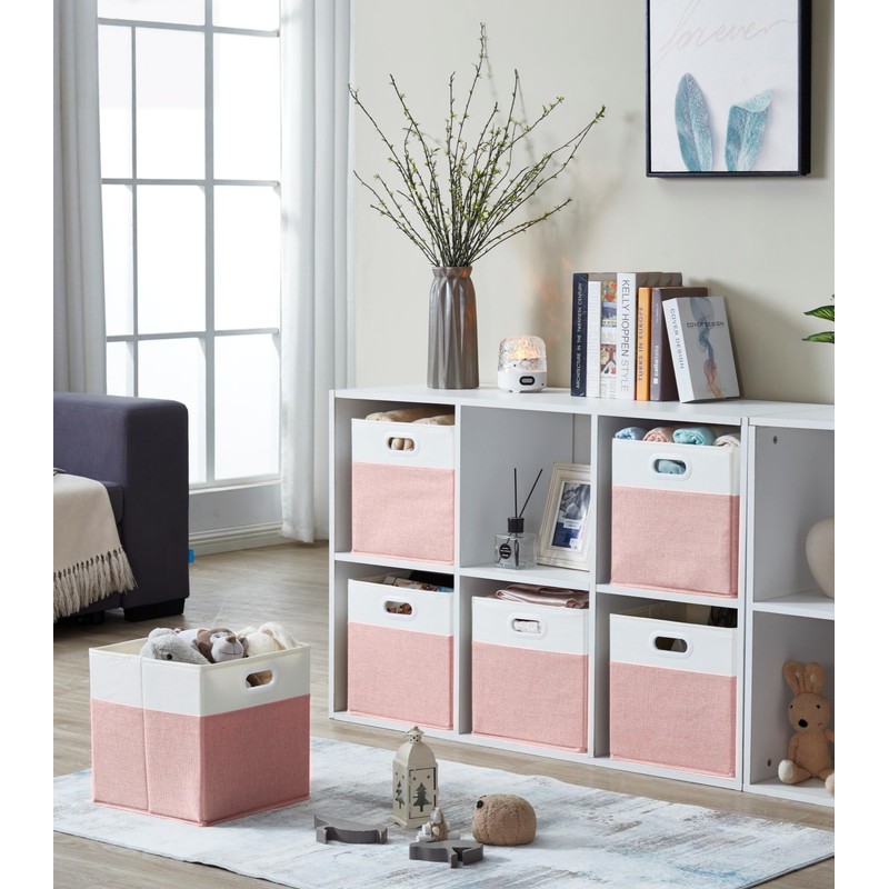 SOCOHOME Fabirc Cube Storage Boxes, 28x28x28cm Foldable Storage Baskets for