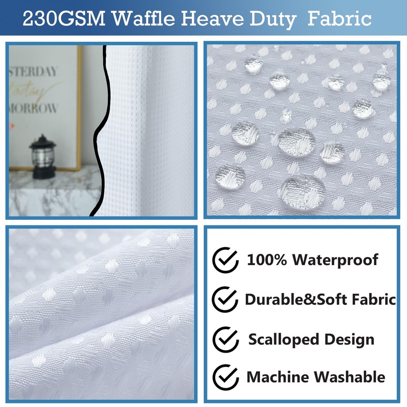 youngseahome Waffle Weave 230GSM Heavy Duty Fabric with Black Scalloped