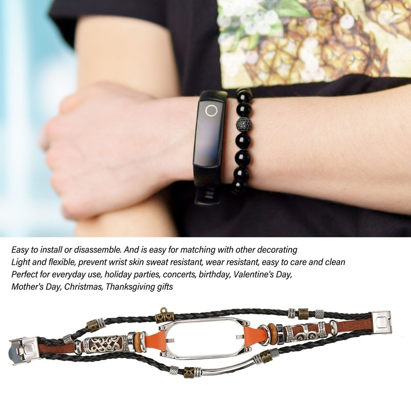 for Xiaomi Mi Band 7 Leather Strap Metal Snap Retro