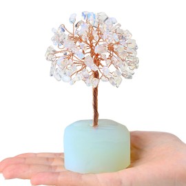 XIANNVXI Opal Tree Opalite Crystal Tree of Life Healing Crystal Gifts Tumbled Gemstones Tree with Stone Base Reiki Feng Shui Lucky Tree Crystal Gifts