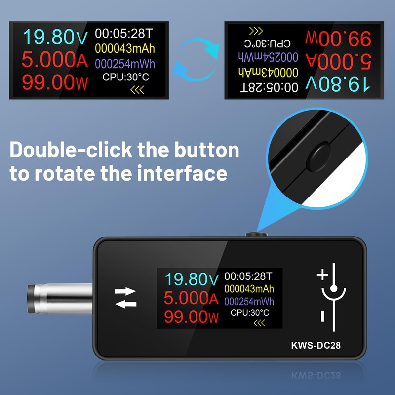 diymore Tester Meter, DC 5.5 x 2.5 Interface Tester, Digital