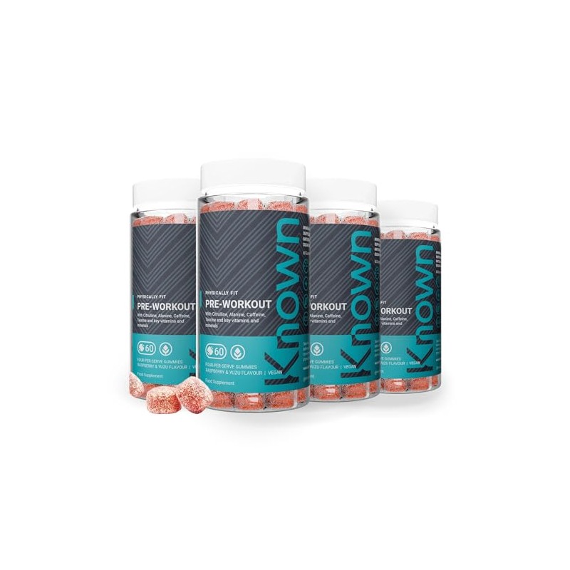 Known Pre-Workout Gummies – 60 Servings – Raspberry & Yuzu