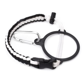 HYDRO CELL Paracord Handle for Wide Mouth Water Bottles - Carrier Strap w/Attachment Ring and Carabiner Accessory. Compatible w/ 64oz, 40oz 32oz, 24oz, 18oz, 14oz Insulated Bottles (Black/White)
