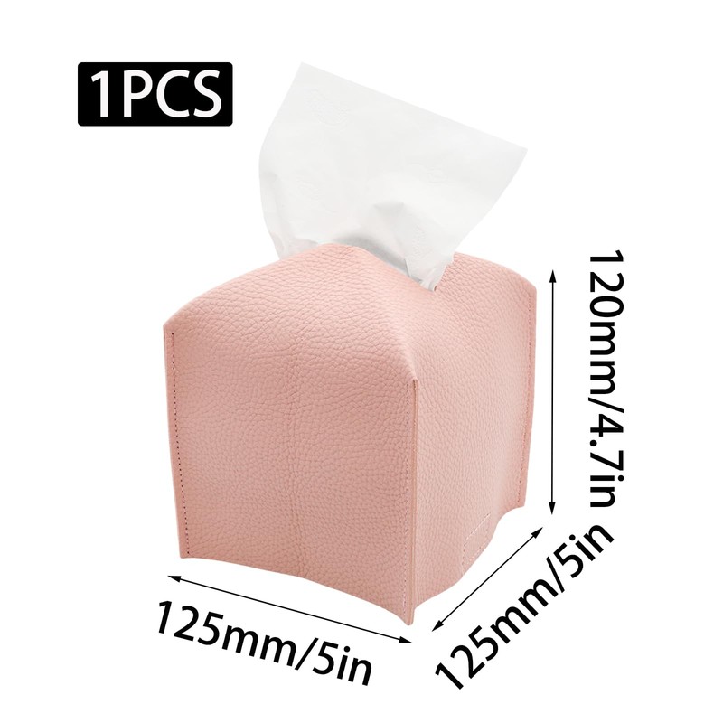 Wuyituart Pink Tissue Box Cover 5 Inch PU Leather Cube