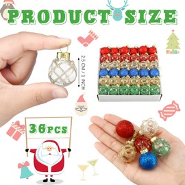 Zhanmai 36 Pcs Christmas Ornaments Mini Christmas Ornaments Ball Christmas Ball 1 inch Mini Ornaments Party Decorations Miniature Balls for Wedding Party Holiday Decorations(Multicolor)