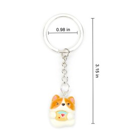 Cartoon Corgi Dog Keychain Resin Pendant, Fashionable Gift for Women, Perfect Friendship, Good Friend Birthday, Travel, Teacher, Retirement Gifts, Cute Accessory for Bags and Keys