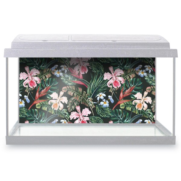 Aquarium Fish Tank Background 90x45 cm - Tropical Leaves Exotic