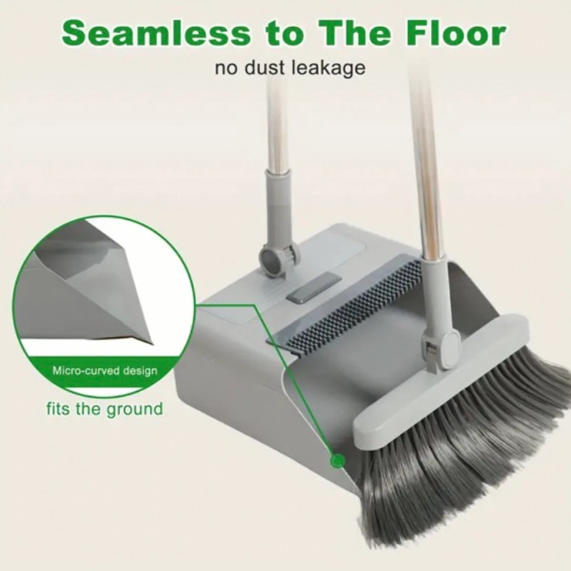 Broom and Dustpan Set Lightweight Upright Lobby Broom and Dust