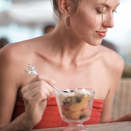 4 Pcs Christmas Coffee Teaspoons Stainless Steel Coffee Spoon Creative Small Spoon for Tea Coffee Soup Stirring Mixing Ice Cream Dessert