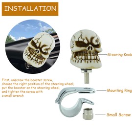 Temzzer Skull Steering Wheel Spinner Knob Heavy Car Spinner Suicide Grip Assist Handle for Most Manual Automotive Transmission Vehicles