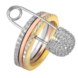 AoedeJ 925 Sterling Silver Stacking Rings Set, Hexagon Cubic Zirconia Simulated Diamond for Women, Pin Ring Eternity Wedding Band (Pin,6)