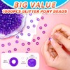 IOOLEEM Iooleem Pony Beads (1000pcs Dark Purple Glitter), Beads for