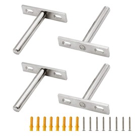 Luomorgo 4 Pcs 3 Inch Floating Shelf Bracket Blind Shelf Bracket Hidden Brackets for Floating Wood Shelves - Screws and Wall Plugs Included