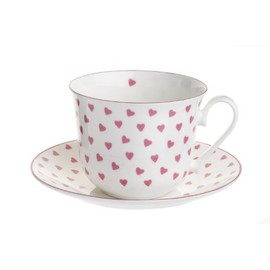Nina Campbell China Breakfast Cup & Saucer Pink Hearts
