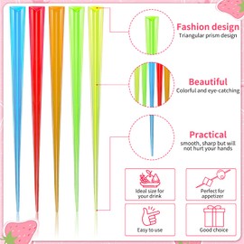 Cunhill 500 Pcs 3.54 Inch Prism Picks 5 Color Triangular Plastic Cocktail Prism Picks for Drinks Dessert Party Supply