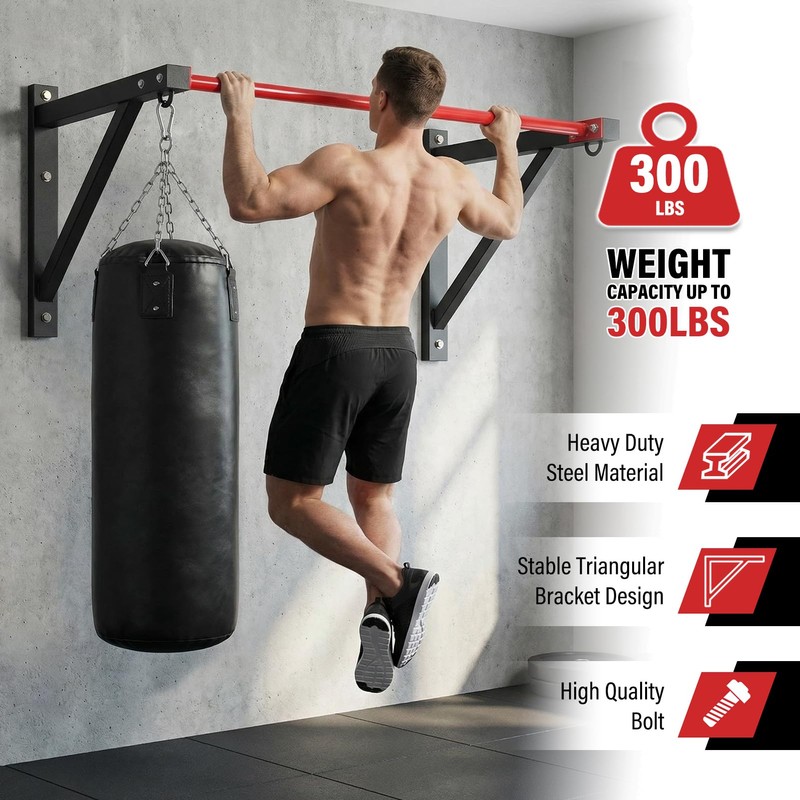 Wall Mounted Pull Up Bar, Heavy Duty Chin Up Bar