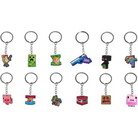 Augweyang 24Pcs Key rings for Kids Cute Anime Key chains for Birthday Party Favors Bag Fillers School Classroom Reward ID Backpack Decor Supplies